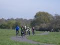 Cycle Halesworth Bike Ride Group. Crossing Millennium Green on NCN1 - April 2014